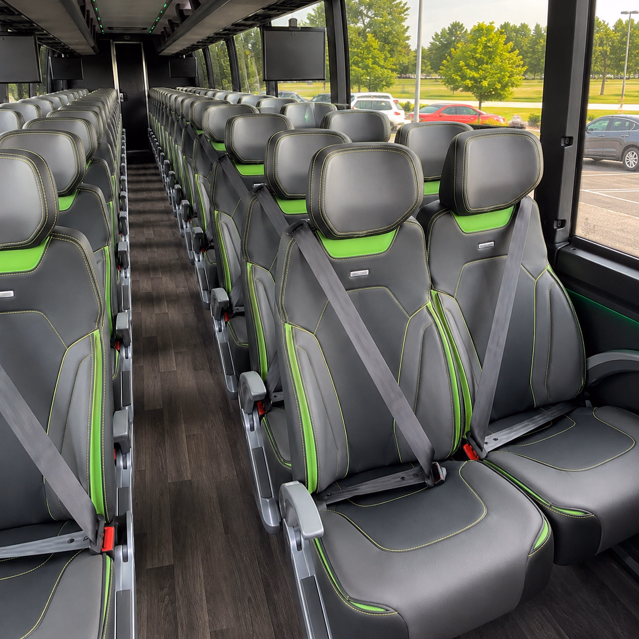 sandy charter bus interior