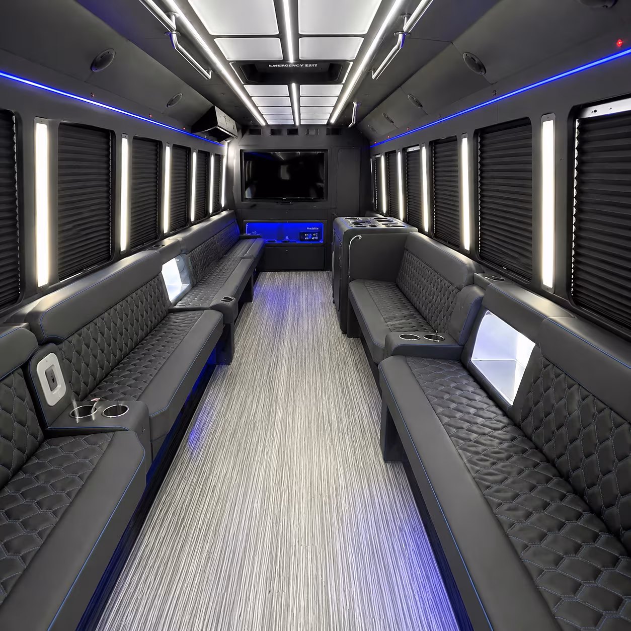 sandy party bus rental interior
